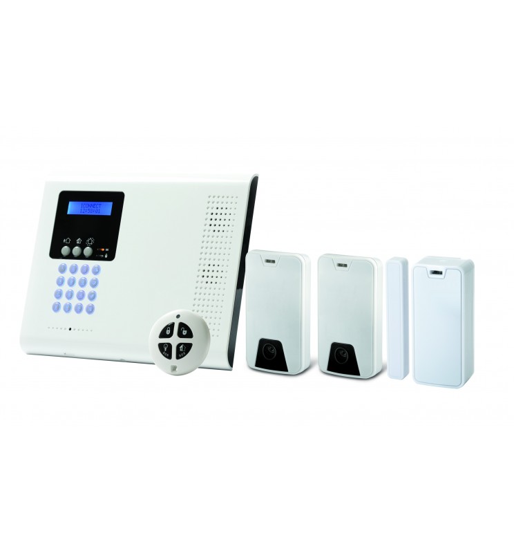 Kit Centrale iConnect RTC/IP avec 2 détecteurs IRP, 1 contact magnétique d’ouverture et une télécommande Kit Centrale iConnect RTC/IP avec 2 détecteurs IRP, 1 contact magnétique d’ouverture et une télécommande