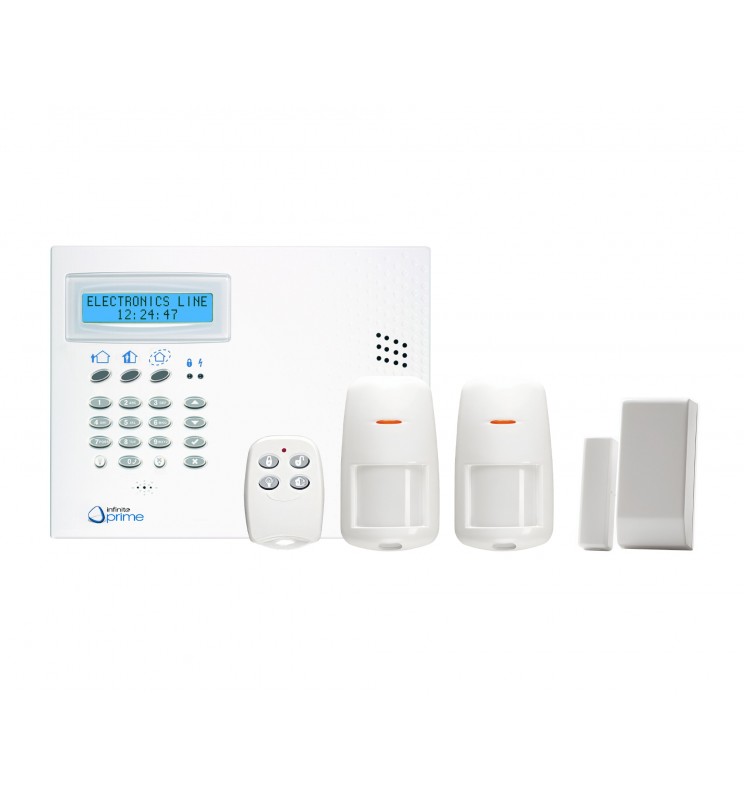 Kit Centrale Infinite Prime avec 2 détecteurs IRP, un contact magnétique et une télécommande Kit Centrale Infinite Prime avec 2 détecteurs IRP, un contact magnétique et une télécommande